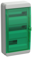 Корпус пластиковый TEKFOR КМПн-36, навесной, 36 модулей, дверца зеленая тонировка, IP65