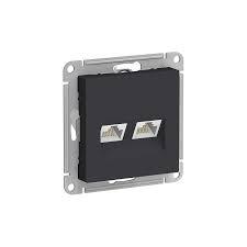 Розетка информационная AtlasDesign, 2хRJ45, кат.5Е, карбон