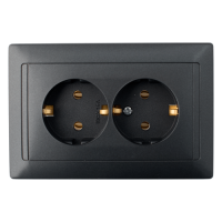 Розетка 2-местная Bylectrica СТИЛЬ РС16-313, 16 А, 250 В, с заземлением, графит