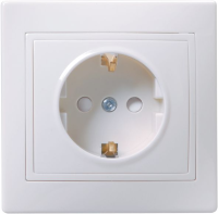 Розетка 1-местная KVARTA РСш10-3-КБ, 16 А, 250 В, с заземлением, шторки, белый, GENERICA