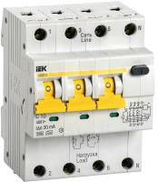 Автоматический выключатель дифференциального тока IEK АВДТ34, 3L+N, C10, 6кА, 30мА, тип А