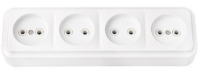 Розетка 4-местная Bylectrica ПРАЛЕСКА РА16-264, 16 А, 250 В, без заземления, накладная, белый, IP20