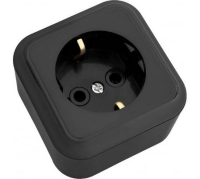 Розетка 1-местная Bylectrica ПРАЛЕСКА РА16-254, 16 А, 250 В, с заземлением, накладная, черный, IP20