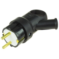 Вилка штепсельная Bylectrica В16-385, 16 А, 250 В, угловой ввод, кольцо, черный