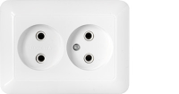 Розетка 2-местная Bylectrica ПАРИТЕТ РС16-301, 16 А, 250 В, без заземления, белый