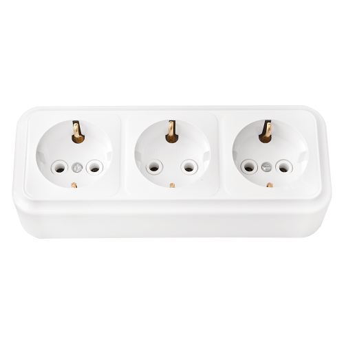 Розетка 3-местная ПРАЛЕСКА РА16-295 16А 2Р+РЕ 250V накладная белый IP20 Bylectrica