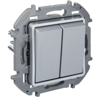 Переключатель 2-клавишный Legrand MOSAIC INSPIRIA, алюминий