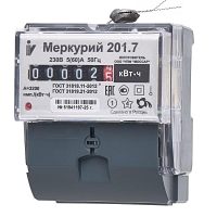 Счетчик однофазный однотарифный Меркурий 201.7, 230 В, 60 А, механическое табло