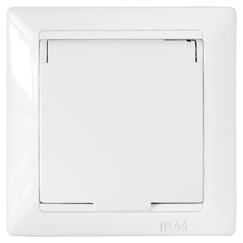 Розетка 1-местная Bylectrica СТИЛЬ РС16-312, 16 А, 250 В, с заземлением, с крышкой, IP44, белый