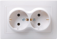 Розетка 2-местная KVARTA РС12-3-КБ, 16 А, 250 В, с заземлением, белый, GENERICA