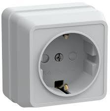 Розетка 1-местная OKTAVA РСш20-3-ОБ 2Р+РЕ 16А 250V накладная шторки белый IP20 GENERICA