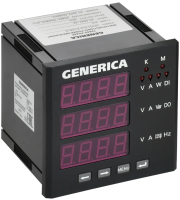 Мультиметр цифровой щитовой GENERICA DO, трехфазный, RS-485, LED, 96х96 мм, IP40