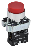 Кнопка IEK LAY5-BL42, 1NO, красная, IP40