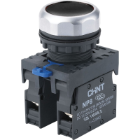 Кнопка управления CHINT NP8-11BN/2, чёрная, 1NO+1NC, Ø 22 мм, IP65