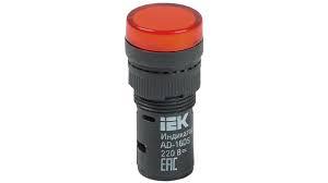 Индикатор светосигнальный IEK AD16DS, 16 мм, LED, 230 В AC/DC, красный, IP54