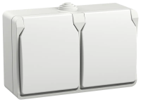 Розетка 1-местная IEK FORS РСб22-3-ФБ, 16 А, 250 В, с заземлением, шторки, накладная, белый, IP54