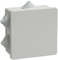 Коробка распаячная IEK КМ41235, 85х85х40 мм, для открытой проводки, безгалогенная (HF), 6 вводов, серая, IP44