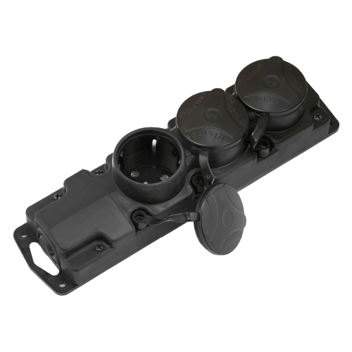 Розетка переносная 3-местная Bylectrica Р16-381, 16 А, 250 В, с крышками, IP44