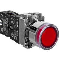 Кнопка управления CHINT NP2-BW3462, красная, 1NC, с подсветкой 230 В, Ø 22 мм, IP40