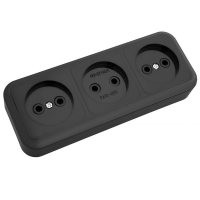 Розетка 3-местная Bylectrica ПРАЛЕСКА РА16-263, 16 А, 250 В, без заземления, накладная, черный, IP20