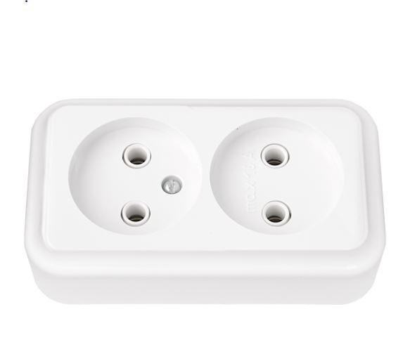 Розетка 2-местная ПРАЛЕСКА РА16-238 16А L+N 250V накладная (без основания) белый IP20 Bylectrica
