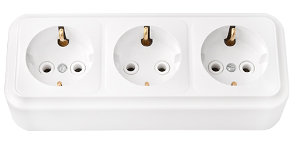 Розетка 3-местная ПРАЛЕСКА РА16-265-Б 16А 2Р+РЕ 250V накладная белый IP20 Bylectrica