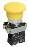 Кнопка грибковая IEK LAY5-BC51, без фиксации, 1NO, желтая, IP40