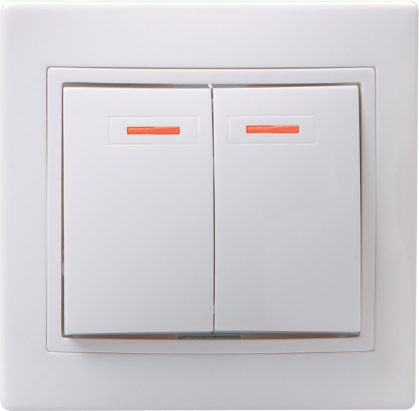 Выключатель 2-клавишный KVARTA ВС10-2-1-КБ, 10 А, 250 В, индикация, белый, GENERICA