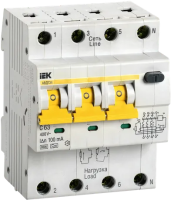 Автоматический выключатель дифференциального тока IEK АВДТ34, 3L+N, C63, 6кА, 100мА, тип А