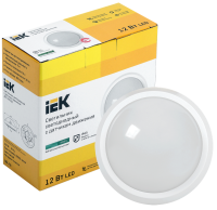 Светильник светодиодный IEK ДПО-5032Д, 12 Вт, 4000 K, круг, белый, датчик движения микроволновый, IP65