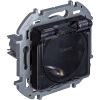 Розетка 1-местная Legrand INSPIRIA, 16 А, 250 В, с заземлением, шторки, крышка, антрацит, IP44