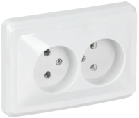 Розетка 2-местная VEGA РС12-2-ВБ L+N 10А 250V белый GENERICA