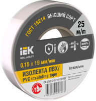 Изолента IEK MIXTAPE7, 0.15х19 мм, 6 кВ, белый, 25 м
