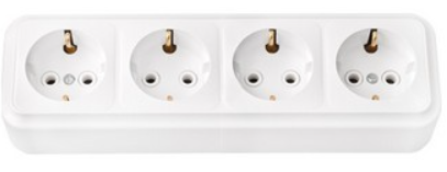 Розетка 4-местная ПРАЛЕСКА РА16-266 16А 2Р+РЕ 250V накладная белый IP20 Bylectrica