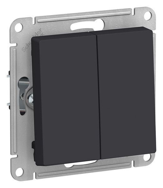 Выключатель 2-клавишный AtlasDesign, схема 1, карбон