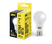 Лампа светодиодная IEK A60, 7 Вт, 230 В, 6500 К, E27