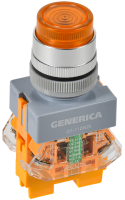 Кнопка GENERICA D7-11DNZS с подсветкой 240 В, с фиксацией, 1NO+1NC, желтая, IP40