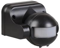 Датчик движения IEK ДД-009, 1.1 кВт, 230 В АС, угол обзора 180°, дальность 12 м, черный, IP44