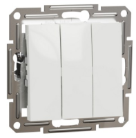 Выключатель 3-клавишный Schneider Electric Asfora, 10 A, самозажимной, белый