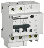 Автоматический выключатель диф.токаАД12 2Р С50 30мА АС тип АС GENERICA