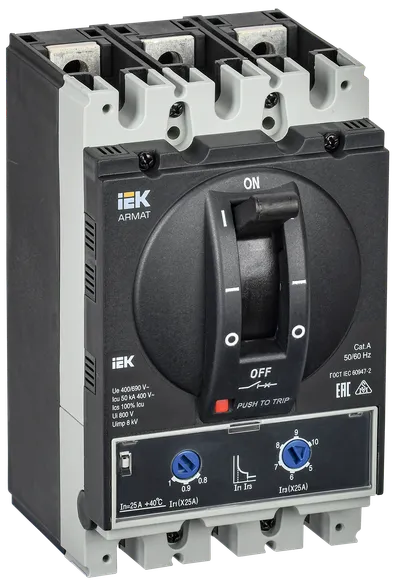 Автоматический выключатель ARMAT 3P 25А 50кА размер А расцепитель ТМ рег. IEK