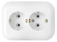 Розетка 2-местная Bylectrica ГАРМОНИЯ РС16-223, 16 А, 250 В, с заземлением, белый