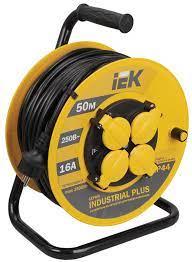 Удлинитель на катушке IEK Industrial УК50, 4 розетки, 50 м, 3х1.5 мм², 16 А, IP20