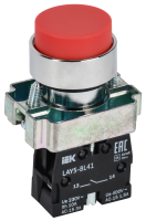 Кнопка IEK LAY5-BL41, 1NO, красная, IP40