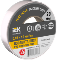 Изолента IEK MIXTAPE7, 0.15х15 мм, 6 кВ, белый, 20 м