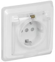 Розетка 1-местная VEGA РСбш10-3-ВБ 2Р+РЕ 16А (шторки и крышка) белый IP44 GENERICA