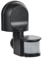 Датчик движения IEK ДД-008, 1.1 кВт, 230 В АС, угол обзора 180°, дальность 12 м, черный, IP44