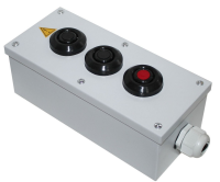 Пост управления Электротехник ПКУ-15-21.131-54У2, две кнопки КЕ081 черных и одна красная, У2, IP54