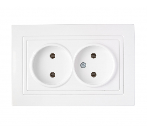 Розетка 2-местная Bylectrica УЮТ РС16-343, 16 А, 250 В, без заземлениия, белый