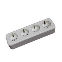 Розетка 4-местная Bylectrica РА16-245, 16 А, 250 В, с заземлением, накладная, белый, IP20